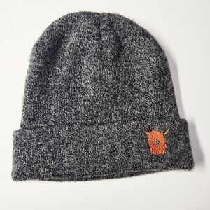 Highland Cow Embroidered Cuffed Beanie Hat